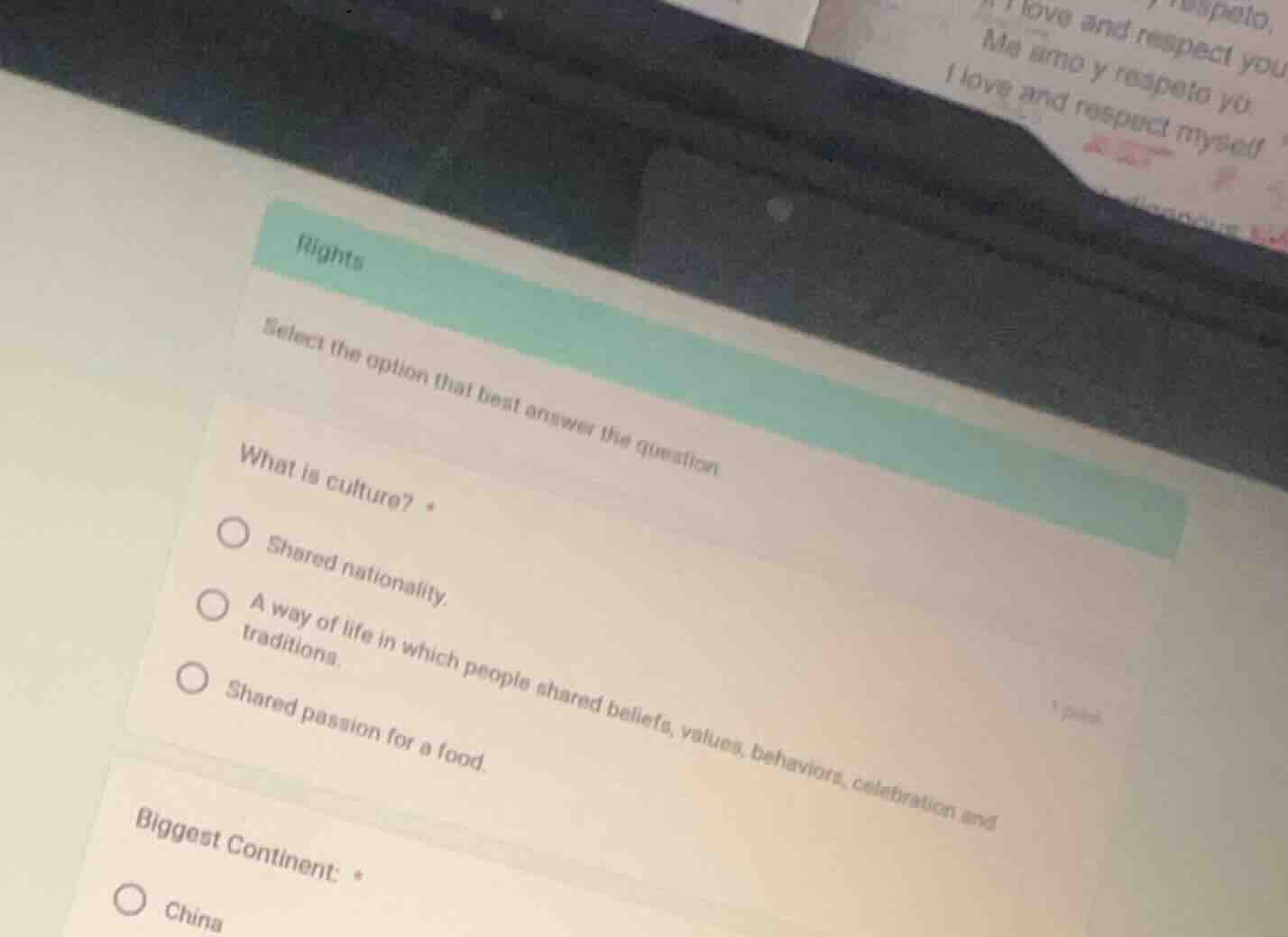 rights select the option that best answer the question what is culture?…