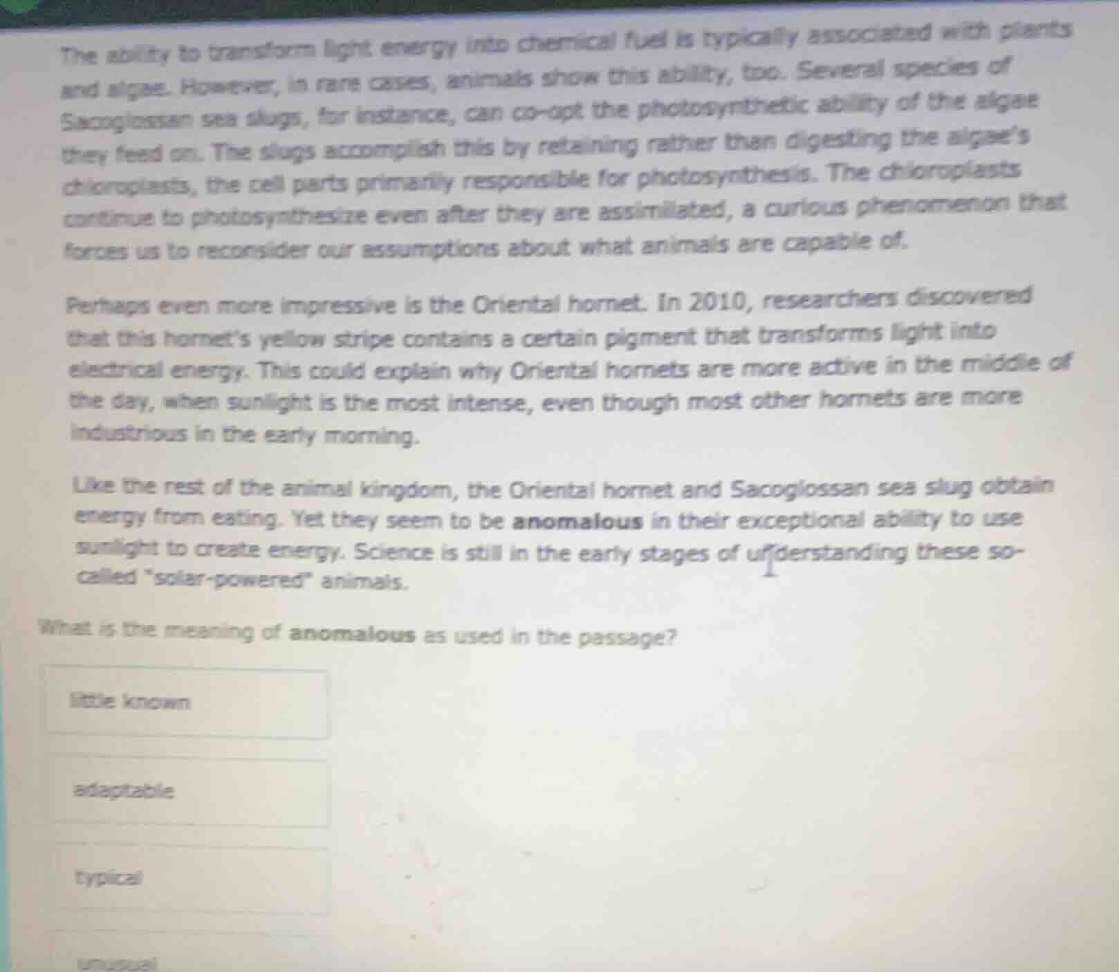 the ability to transform light energy into chemical fuel is typically a…