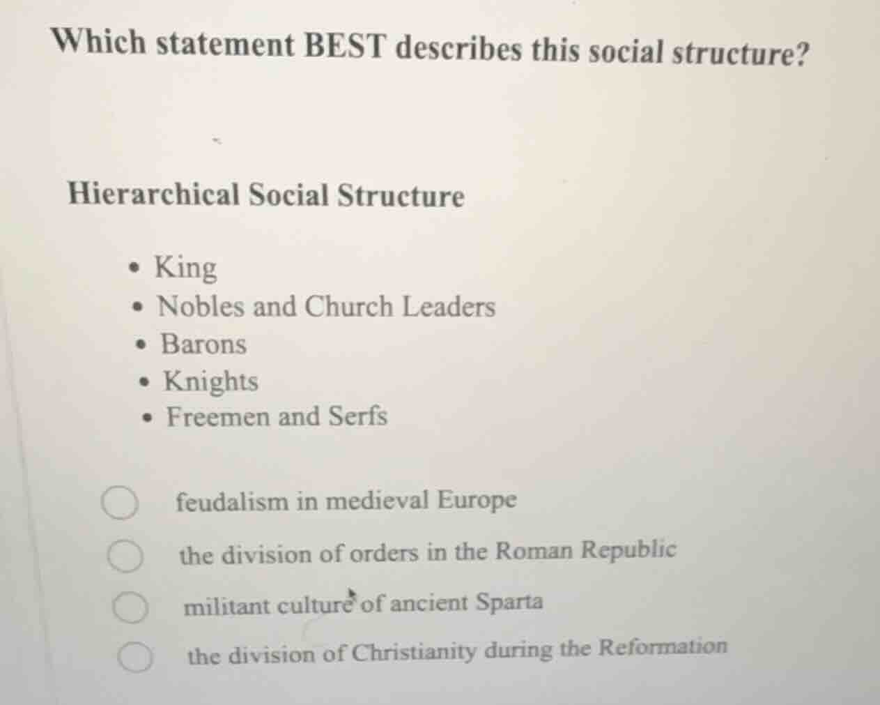 which statement best describes this social structure? hierarchical soci…