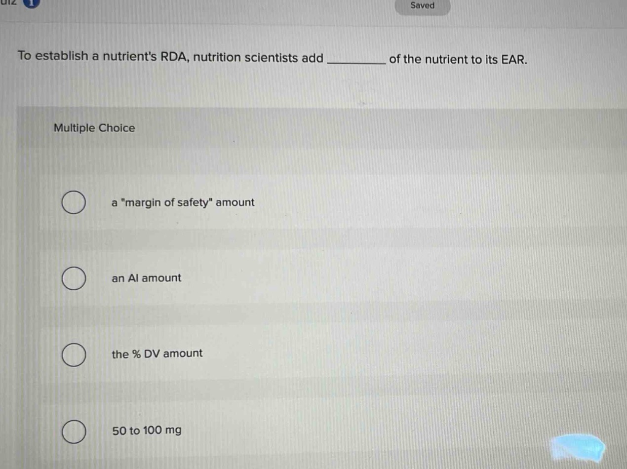 to establish a nutrients rda, nutrition scientists add ______ of the nu…