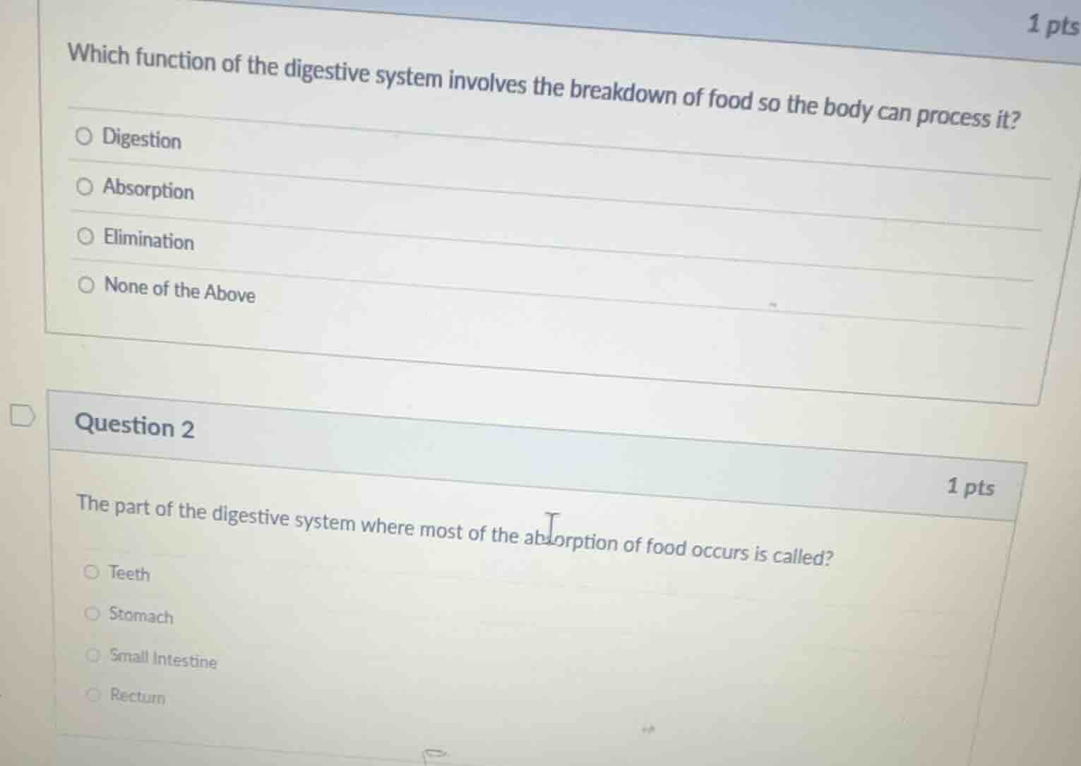 which function of the digestive system involves the breakdown of food s…