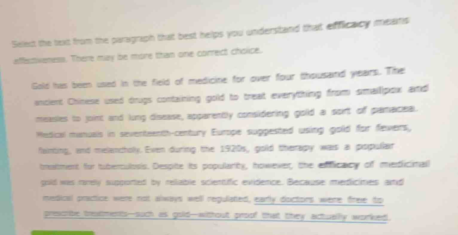 select the text from the paragraph that best helps you understand that …