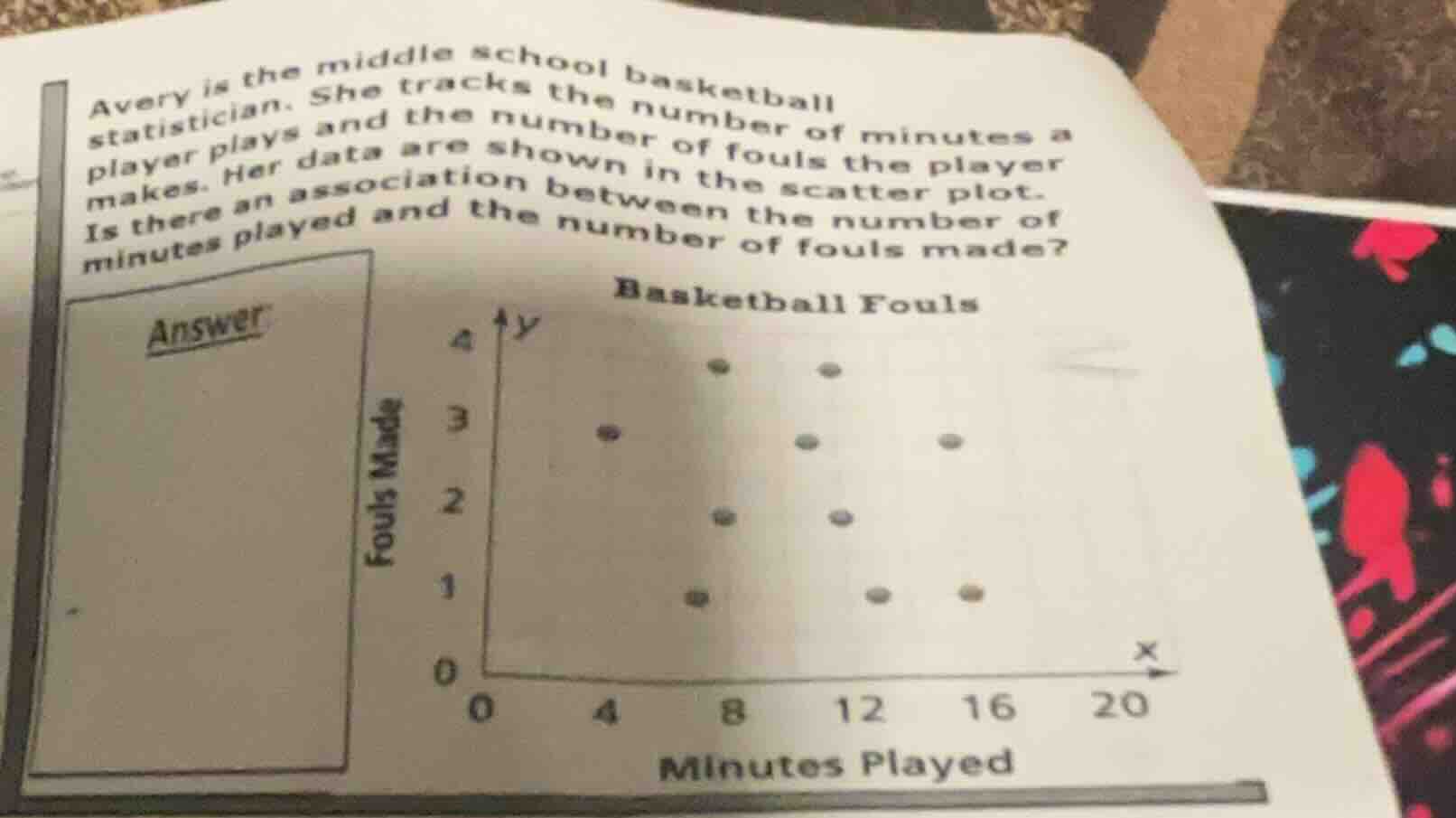 avery is the middle school basketball statistician. she tracks the numb…