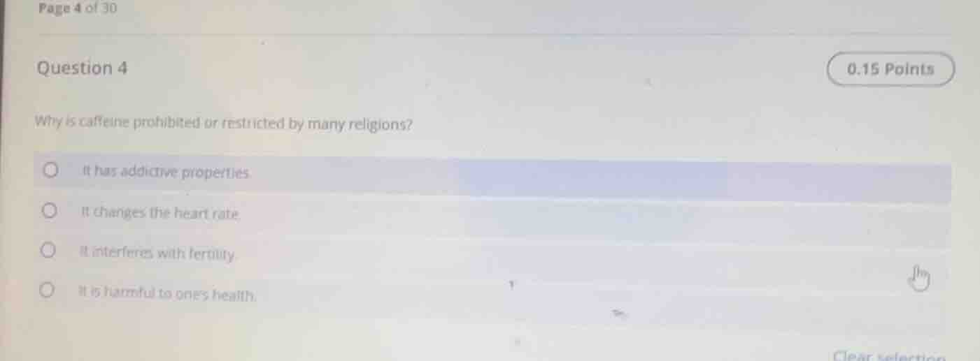 question 4 0.15 points why is caffeine prohibited or restricted by many…