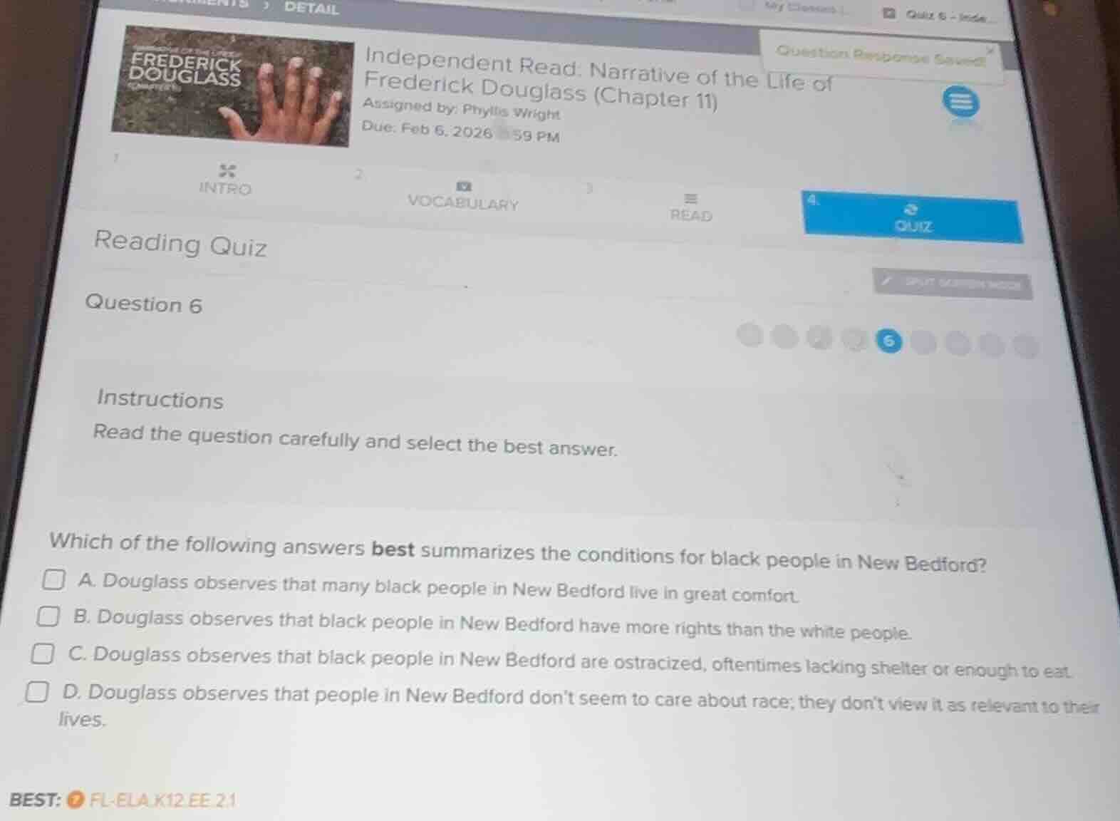 independent read: narrative of the life of frederick douglass (chapter …