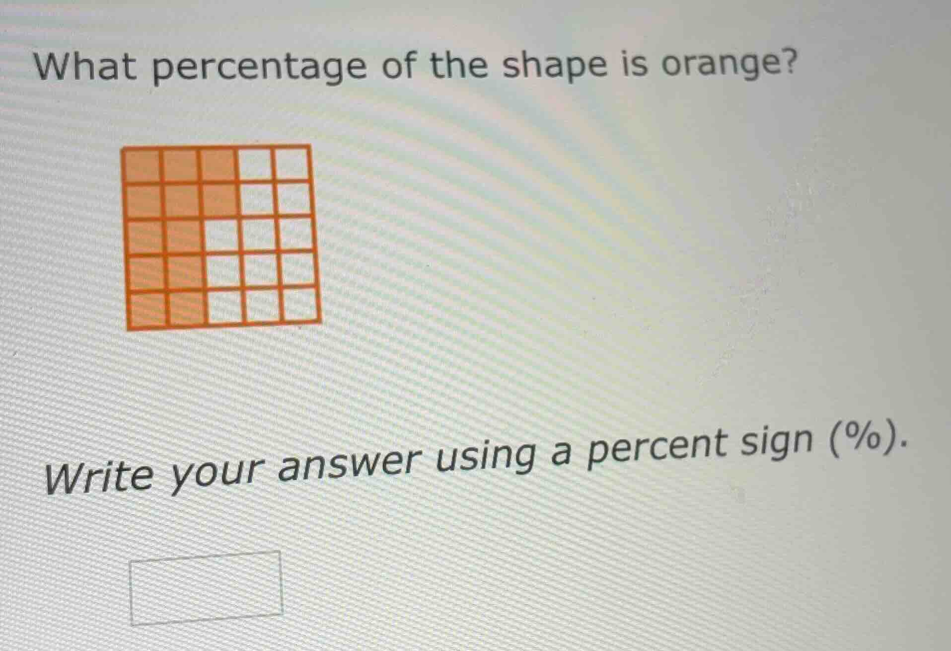 what percentage of the shape is orange? write your answer using a perce…