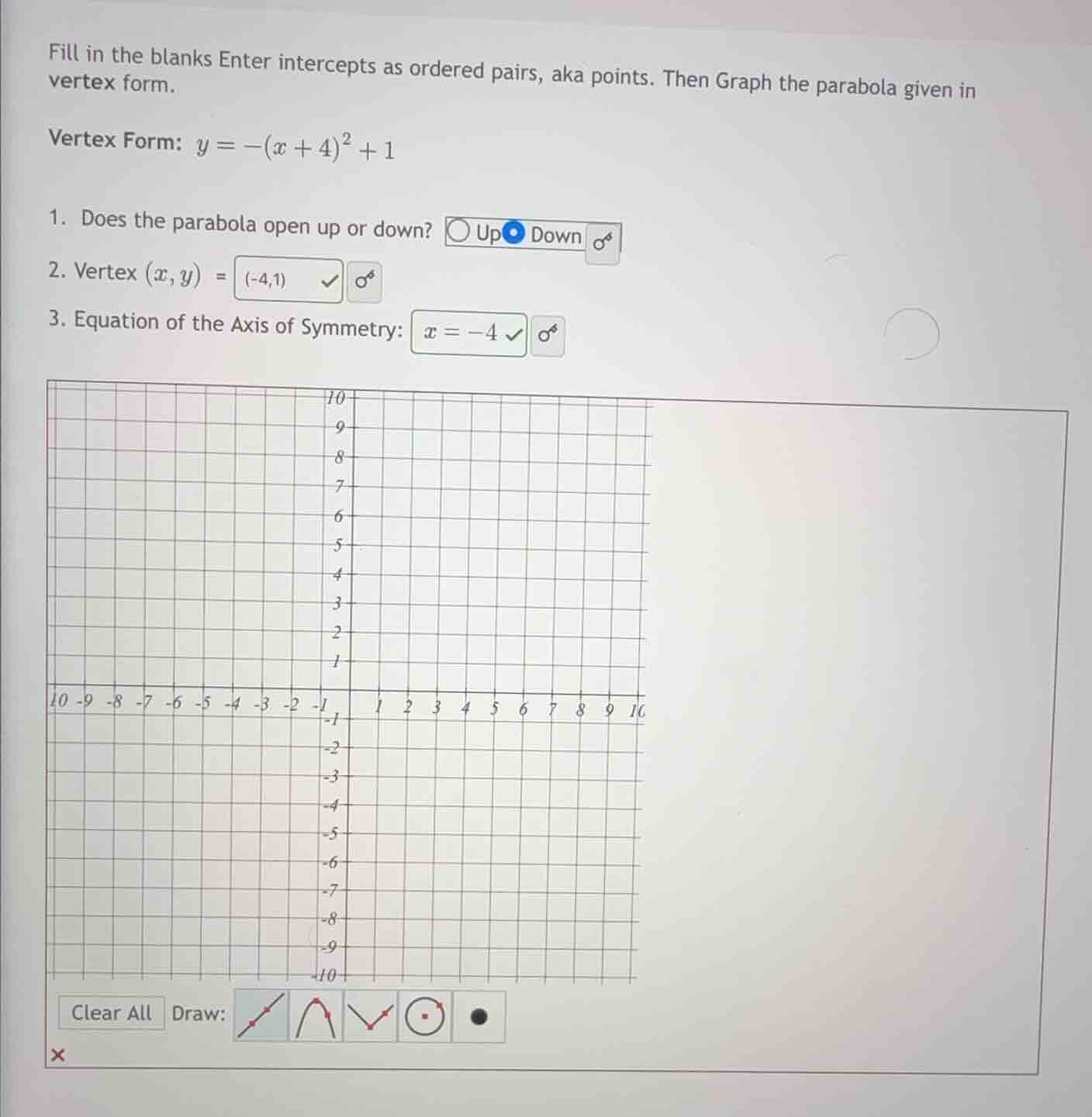 fill in the blanks enter intercepts as ordered pairs, aka points. then …