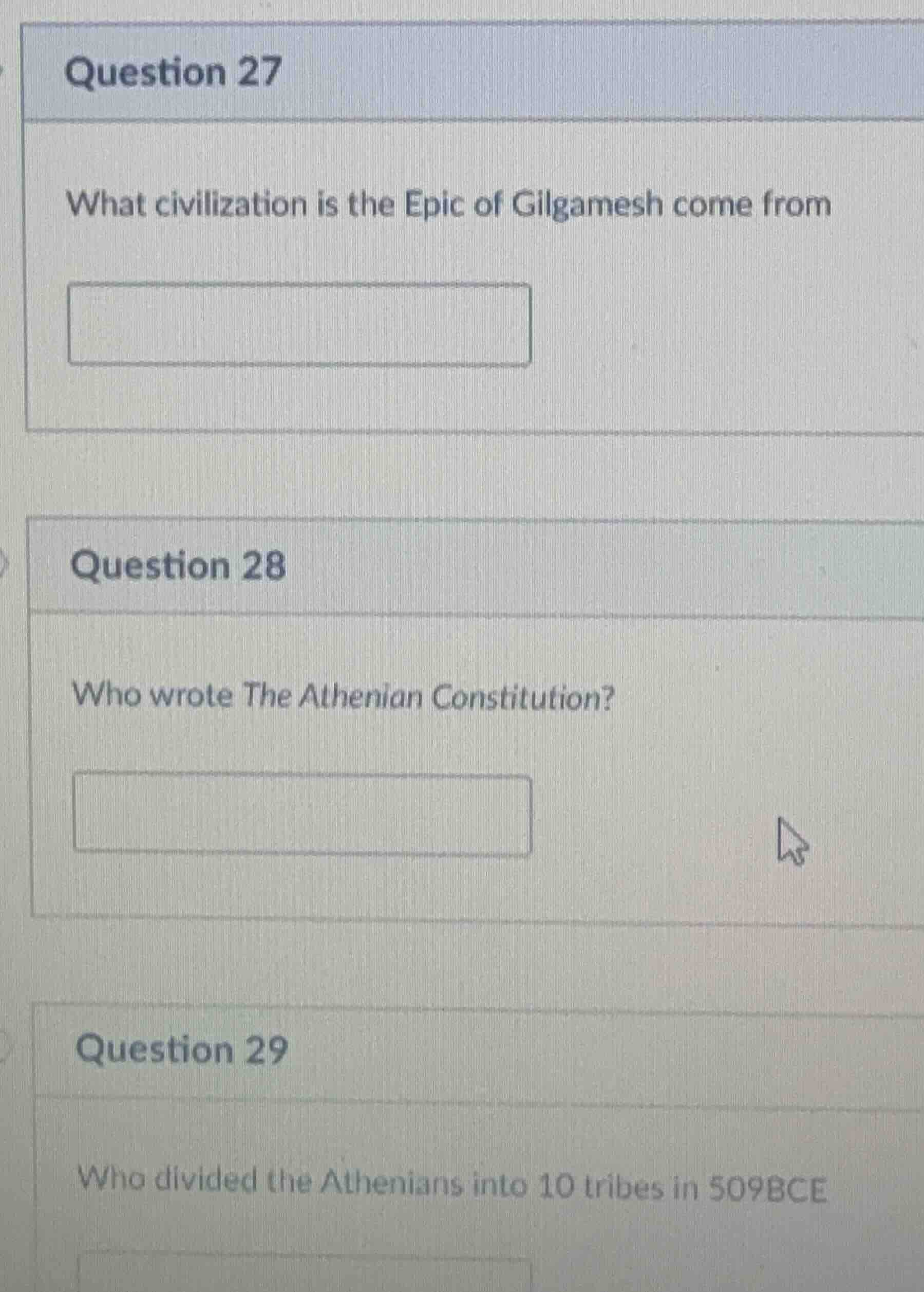 question 27 what civilization is the epic of gilgamesh come from questi…