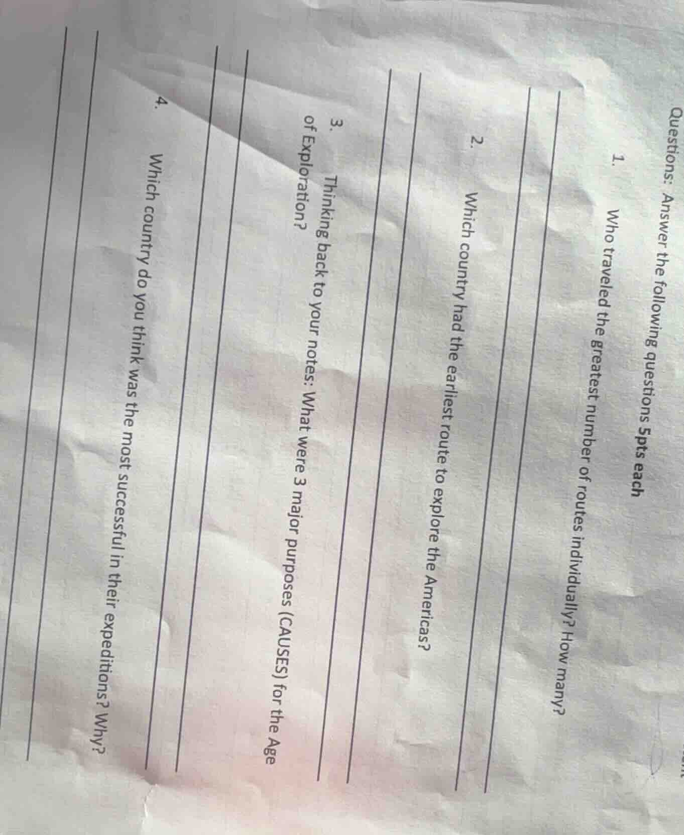 questions: answer the following questions 5pts each 1. who traveled the…