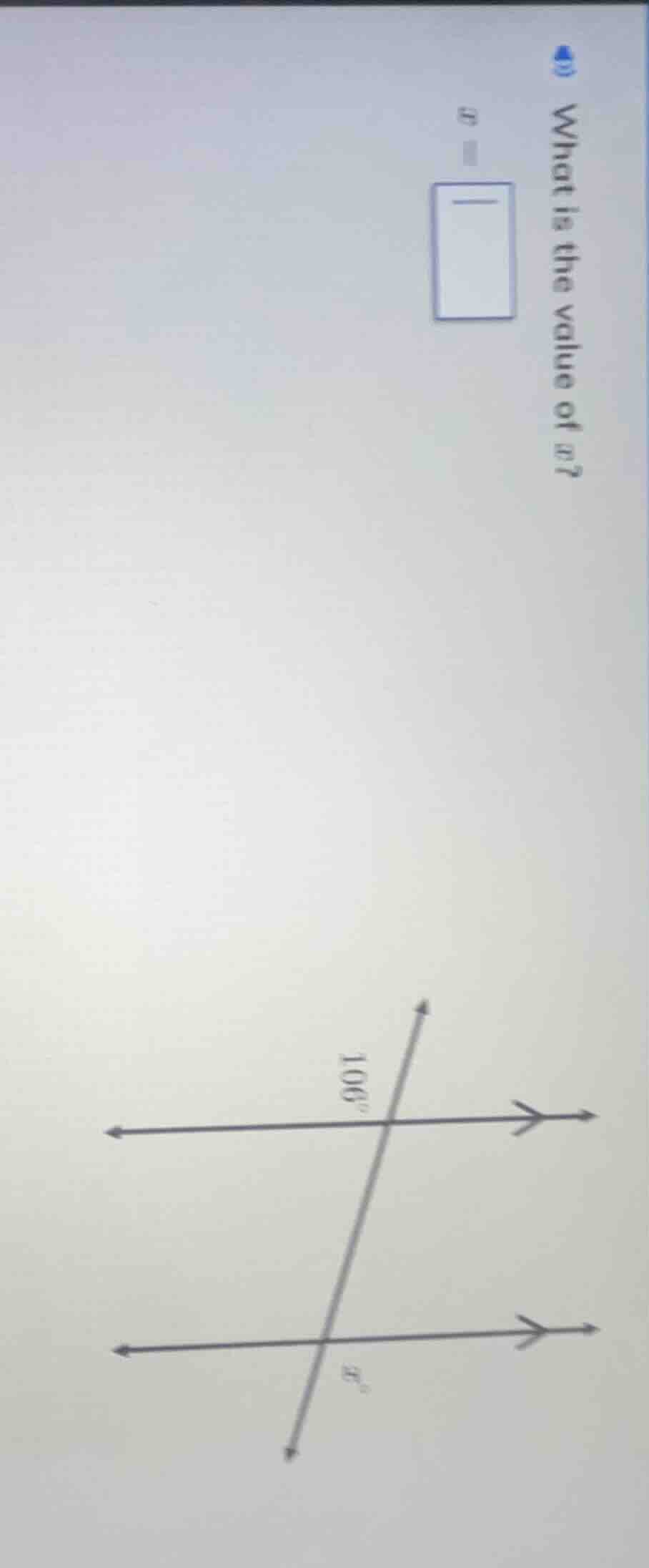 what is the value of x? x = (there is a diagram with two parallel horiz…