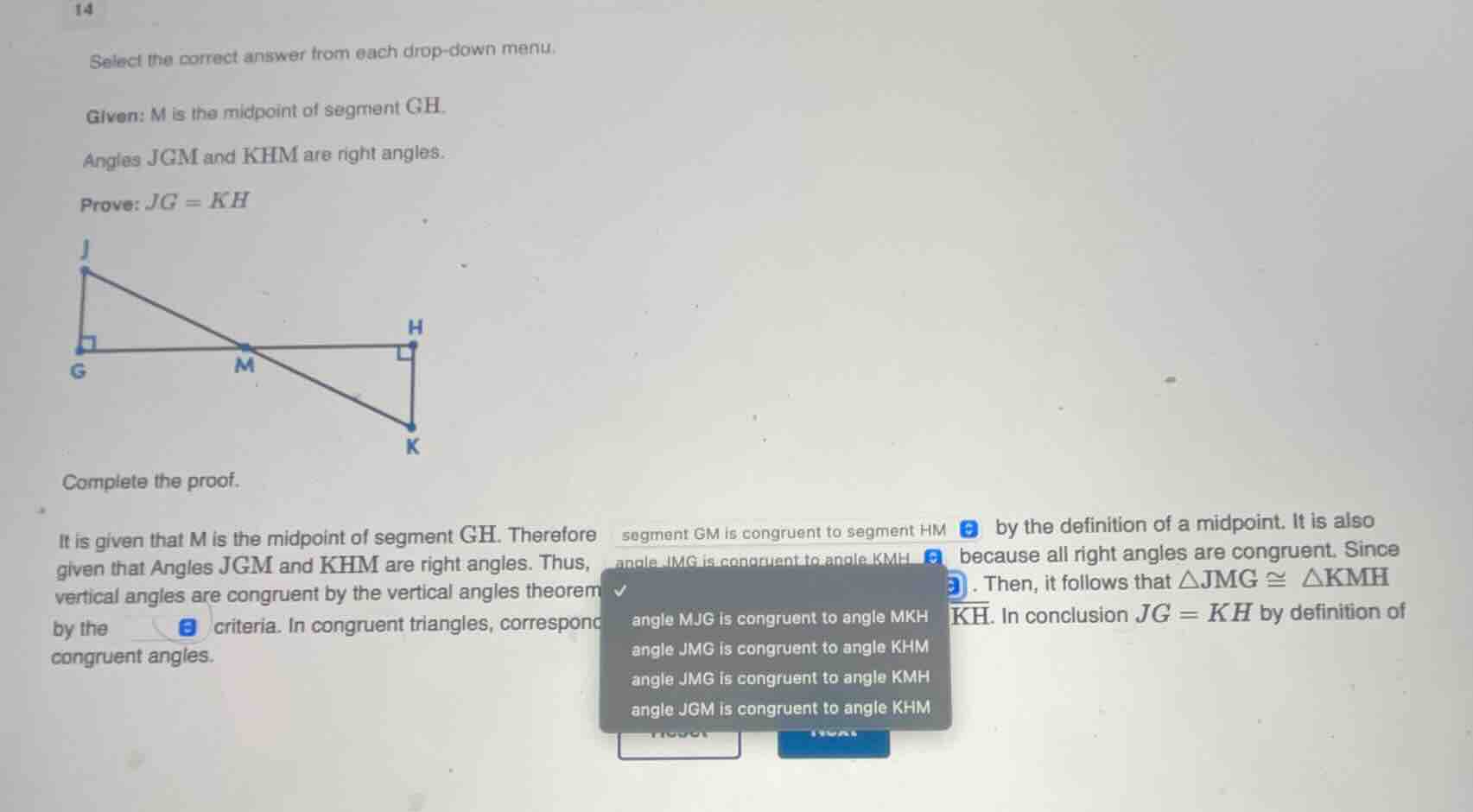 select the correct answer from each drop - down menu. given: m is the m…