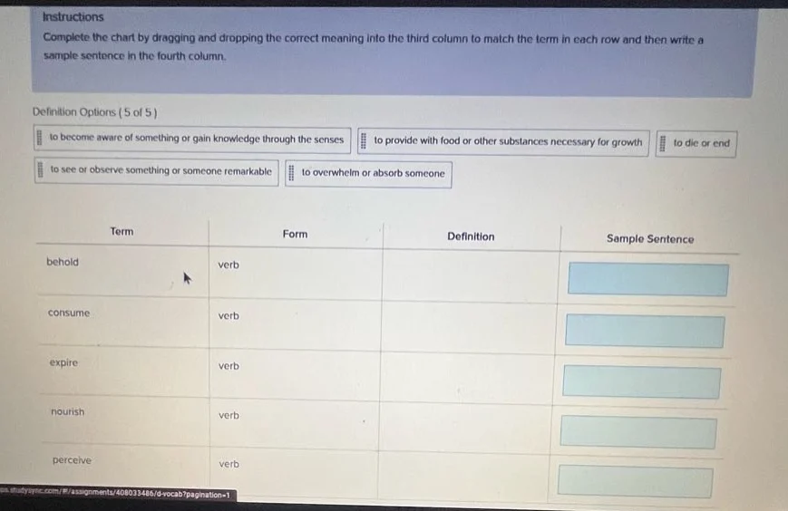 instructions complete the chart by dragging and dropping the correct me…