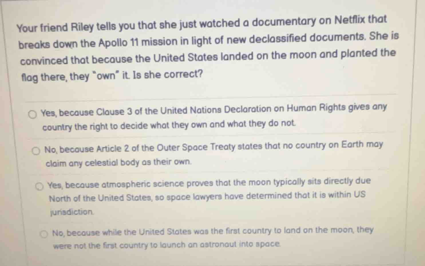 your friend riley tells you that she just watched a documentary on netf…