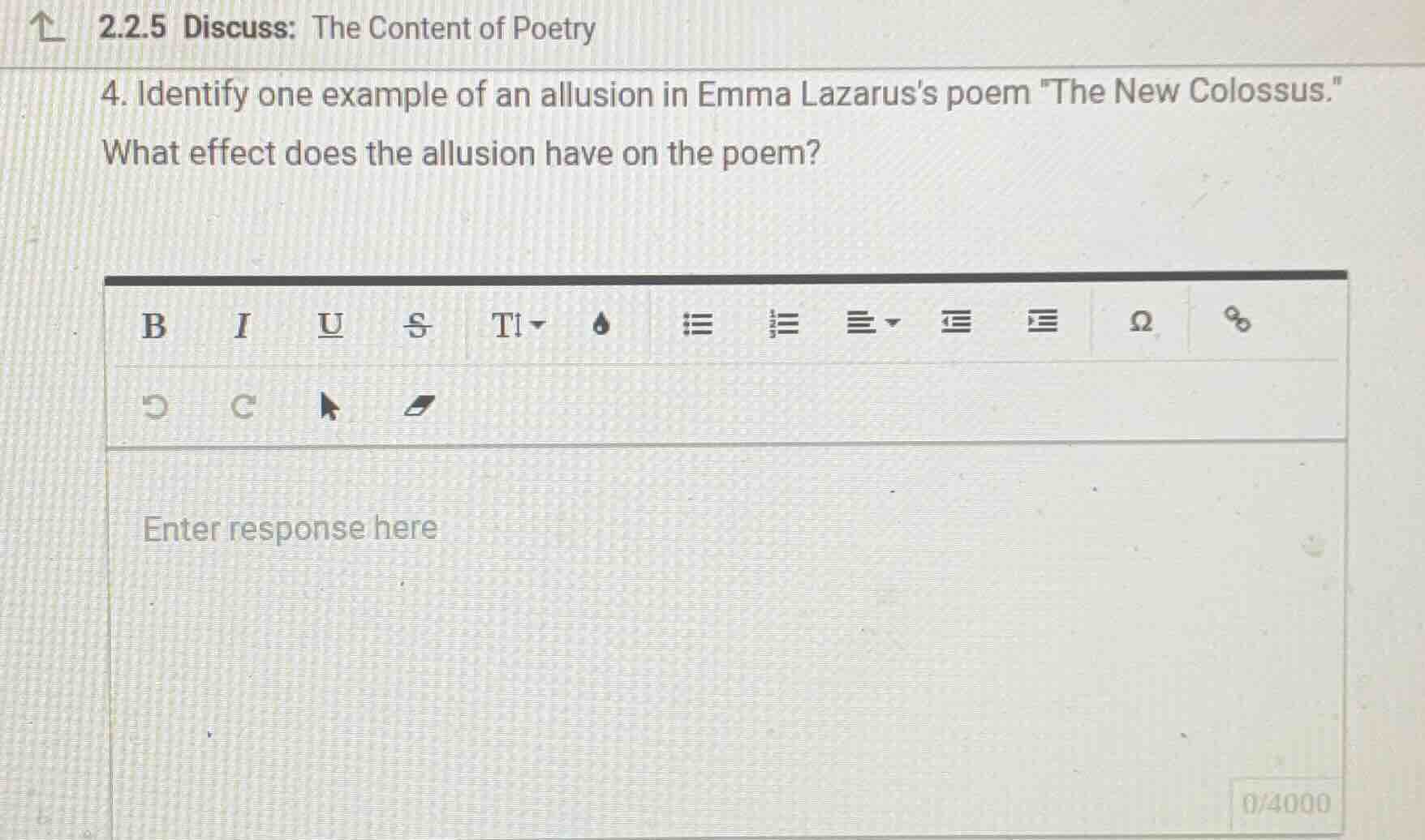 2.2.5 discuss: the content of poetry 4. identify one example of an allu…