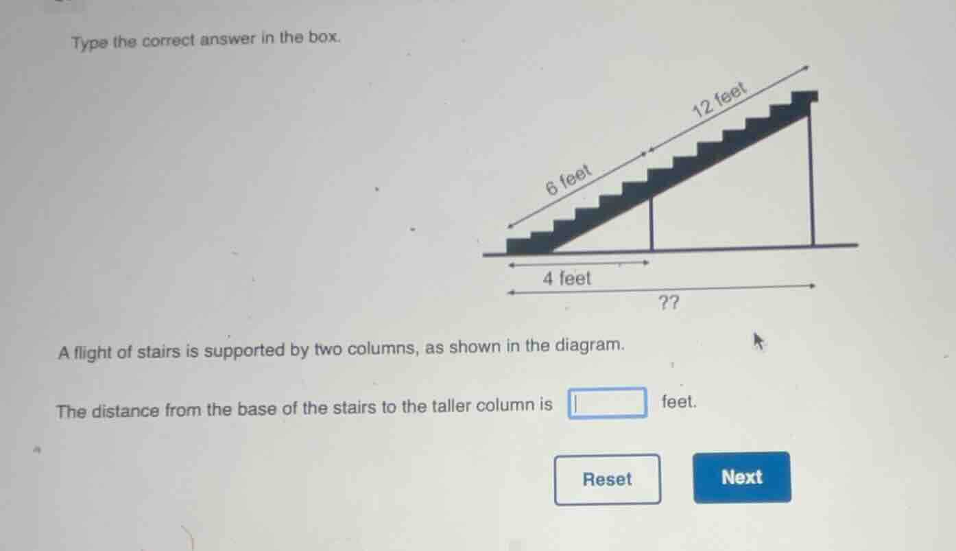 type the correct answer in the box. a flight of stairs is supported by …