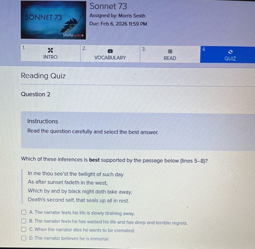 sonnet 73 assigned by: morris smith due: feb 6, 2026 11:59 pm reading q…