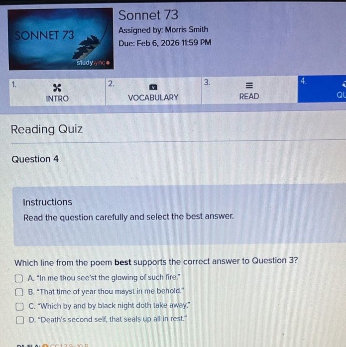 sonnet 73 assigned by: morris smith due: feb 6, 2026 11:59 pm reading q…
