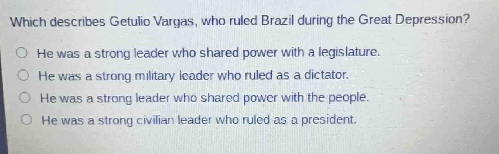 which describes getulio vargas, who ruled brazil during the great depre…