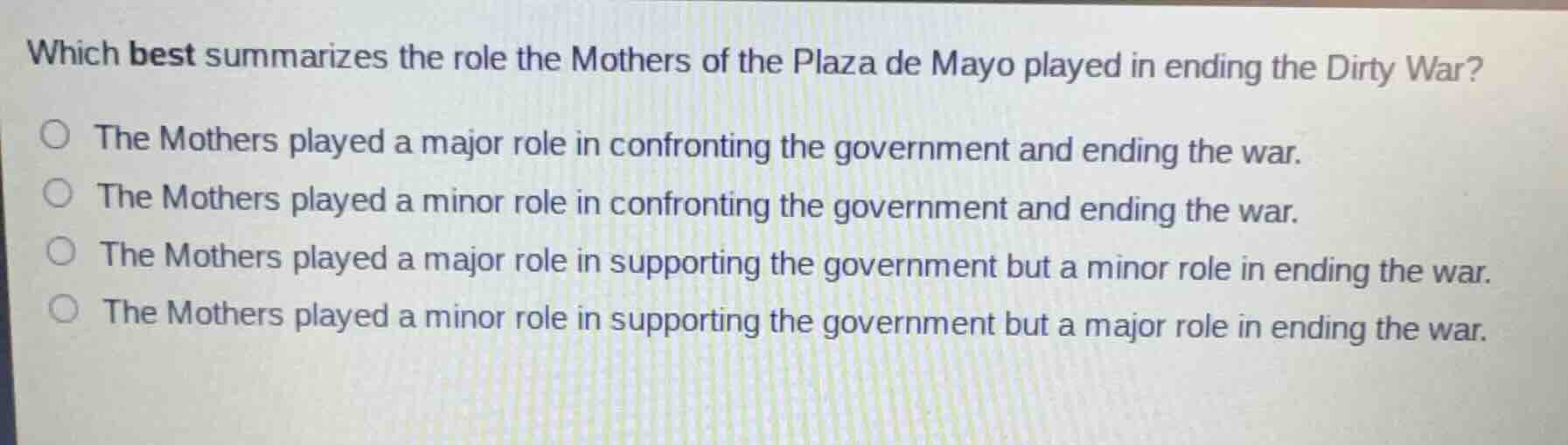 which best summarizes the role the mothers of the plaza de mayo played …