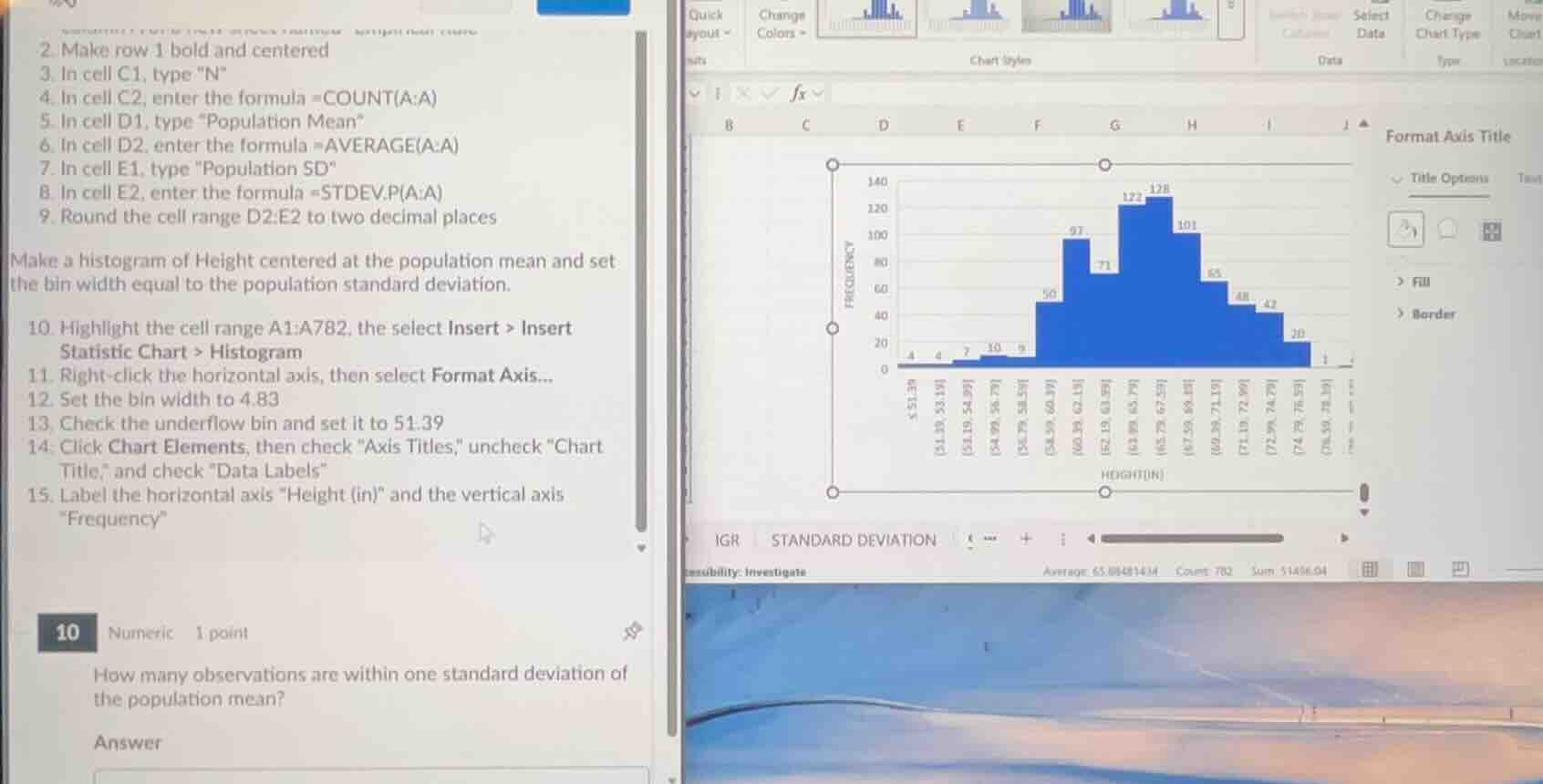 2. make row 1 bold and centered 3. in cell c1, type \ 4. in cell c2, en…