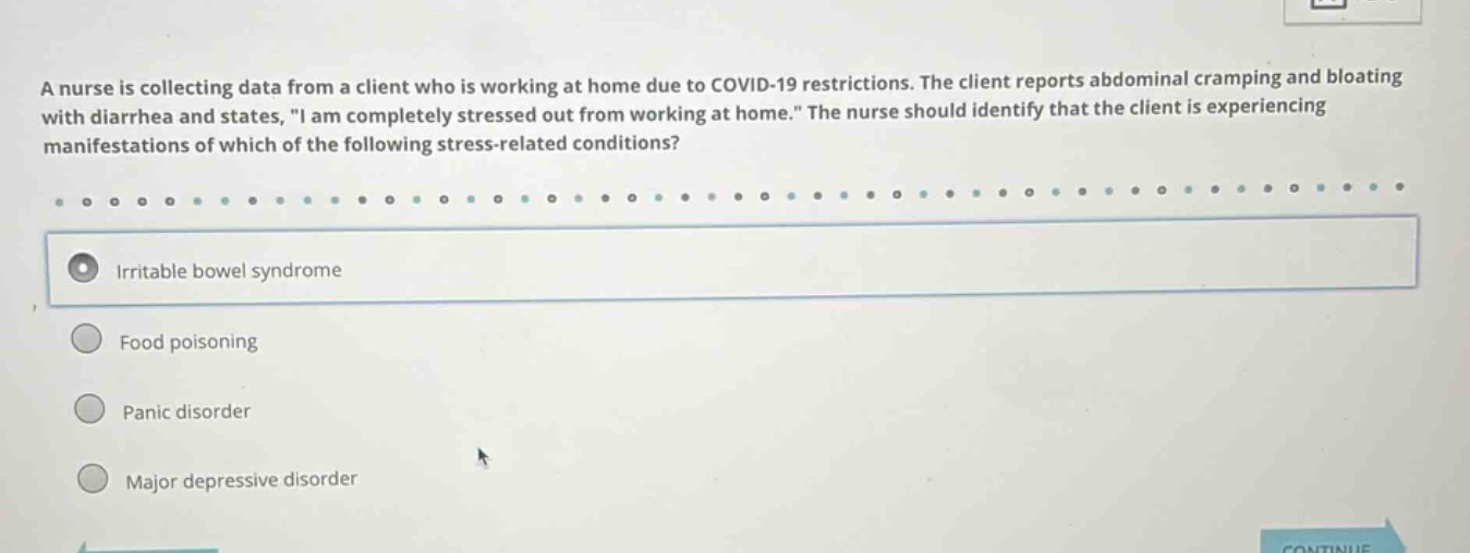 a nurse is collecting data from a client who is working at home due to …