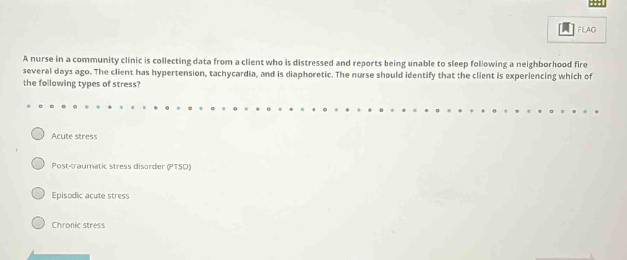 a nurse in a community clinic is collecting data from a client who is d…