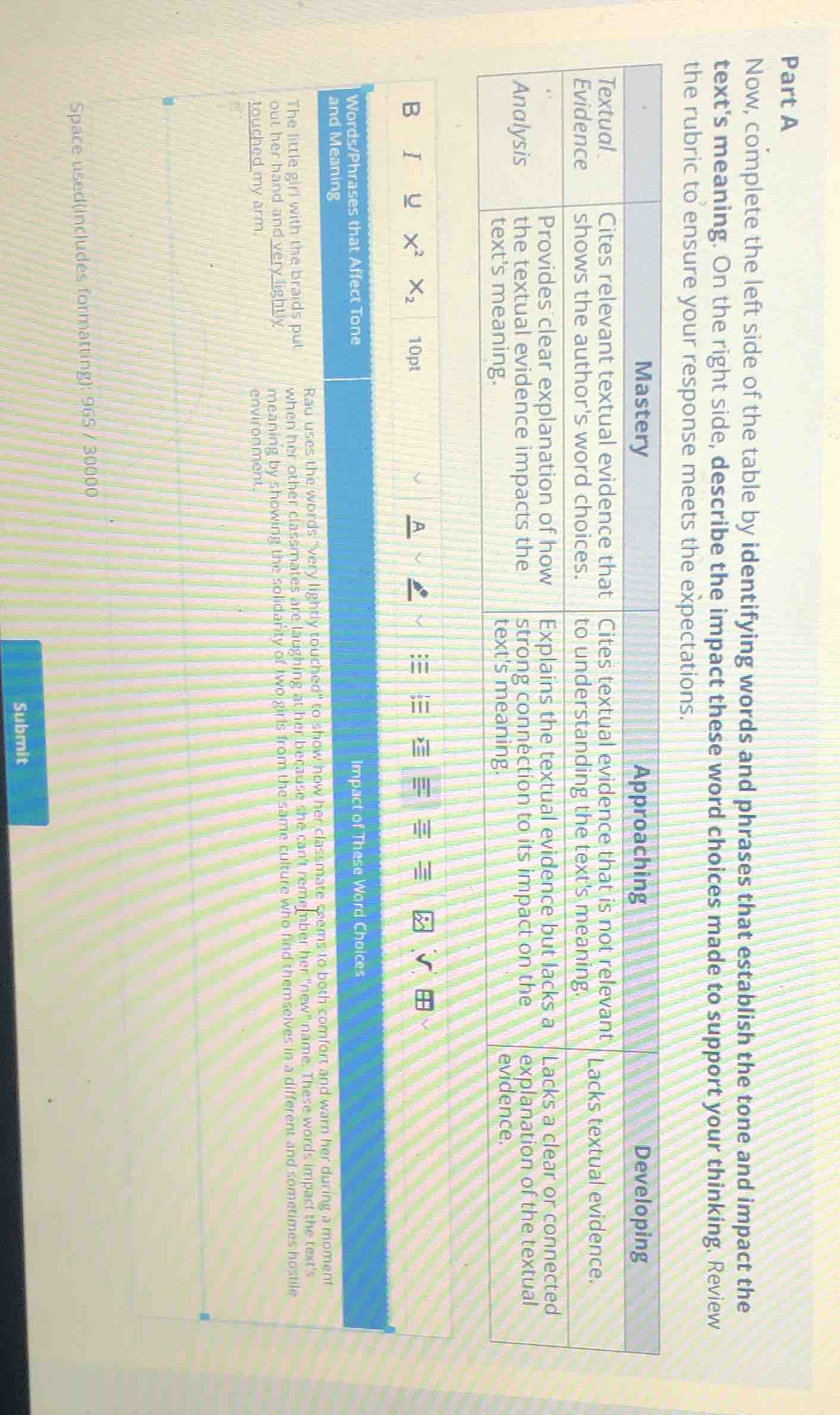 part a now, complete the left side of the table by identifying words an…