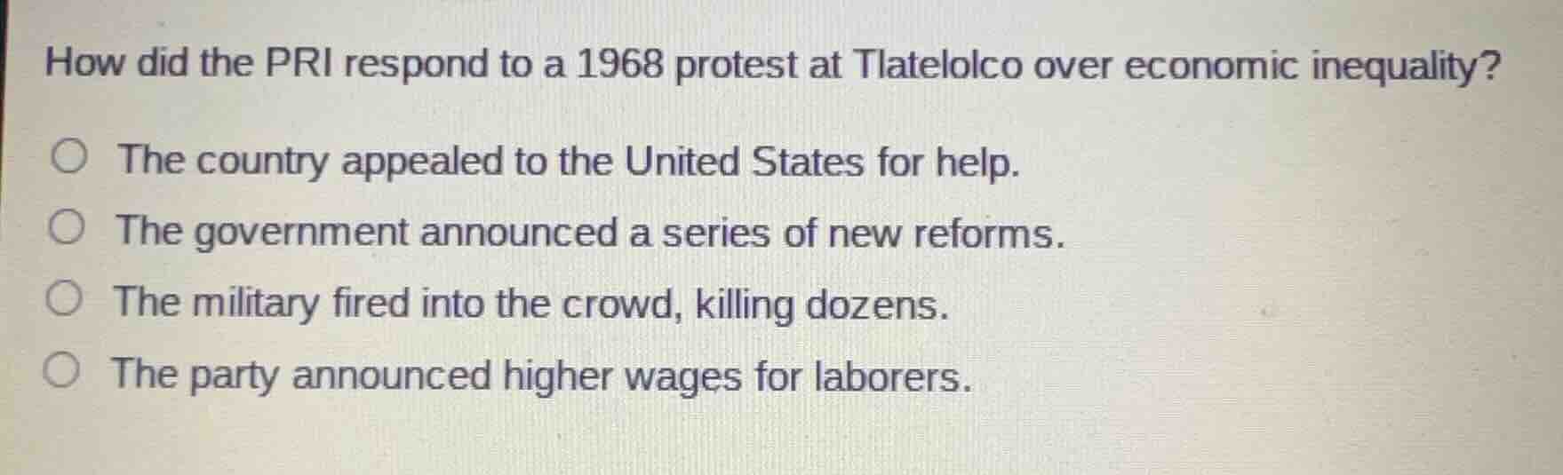 how did the pri respond to a 1968 protest at tlatelolco over economic i…