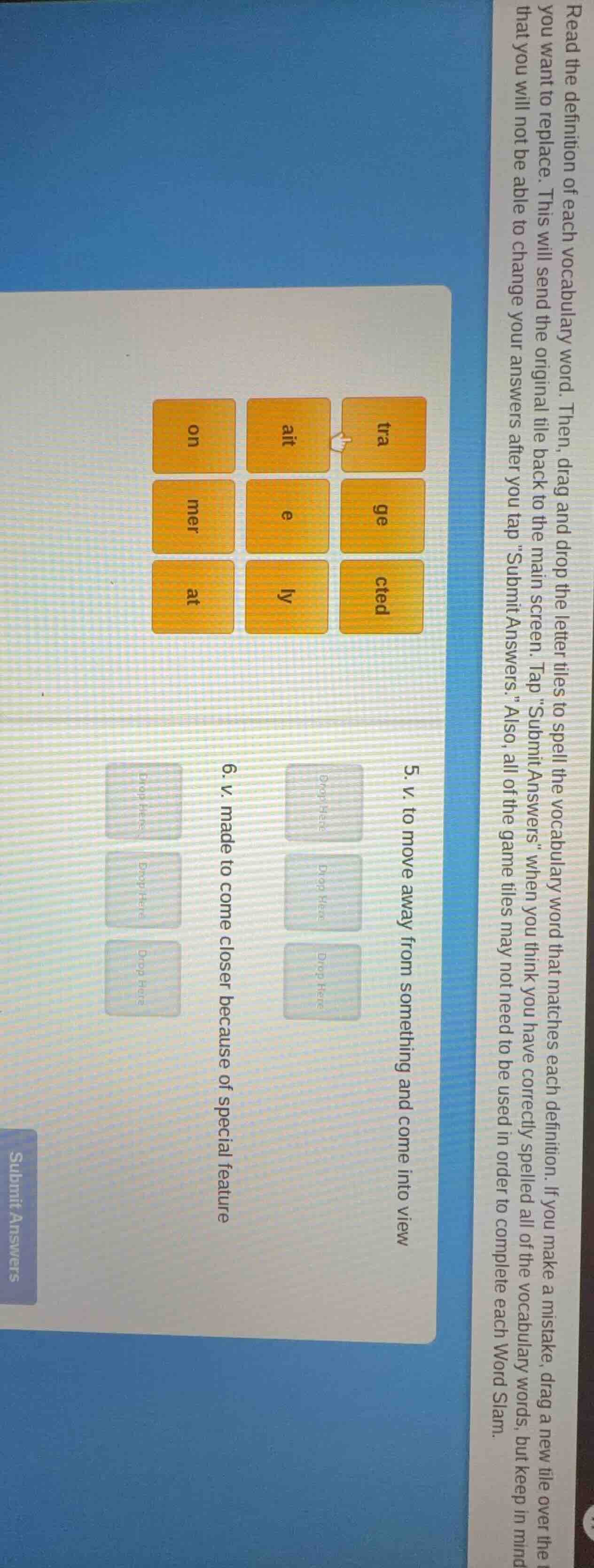 read the definition of each vocabulary word. then, drag and drop the le…