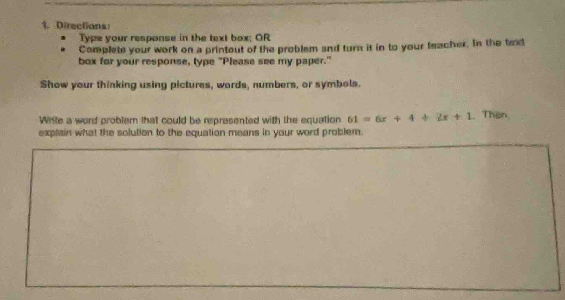 1. directions: - type your response in the text box; or - complete your…