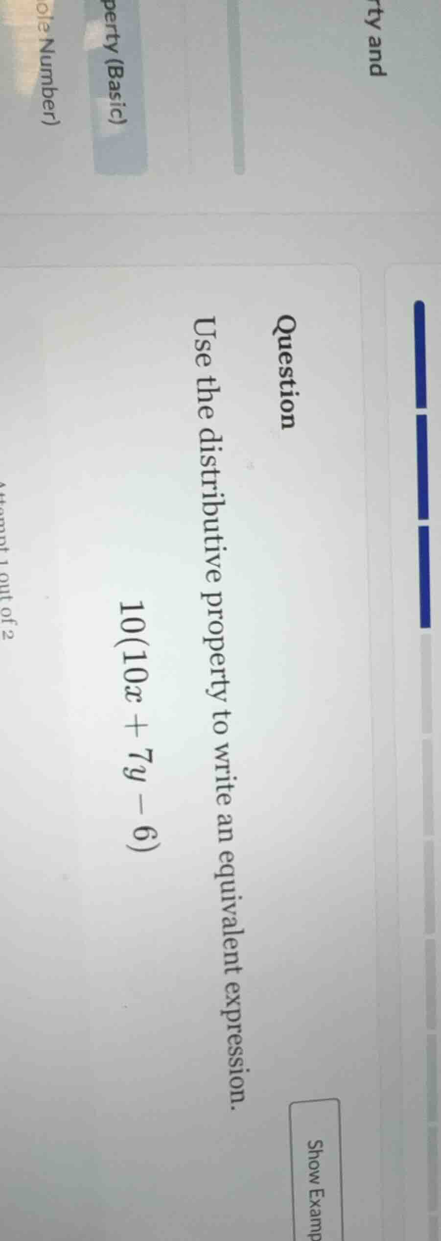 question use the distributive property to write an equivalent expressio…