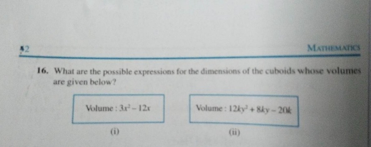16. what are the possible expressions for the dimensions of the cuboids…