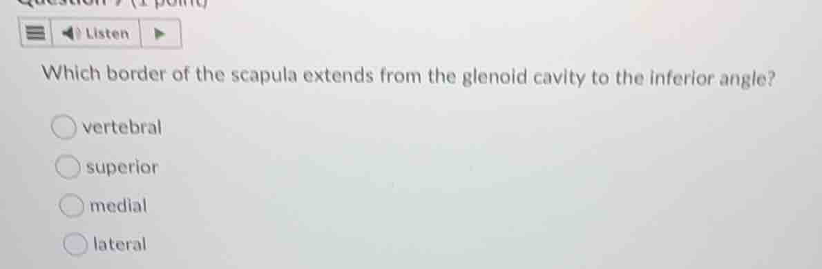 which border of the scapula extends from the glenoid cavity to the infe…
