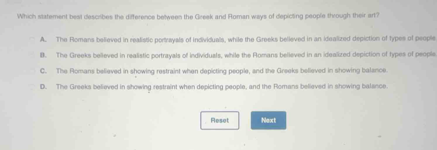which statement best describes the difference between the greek and rom…