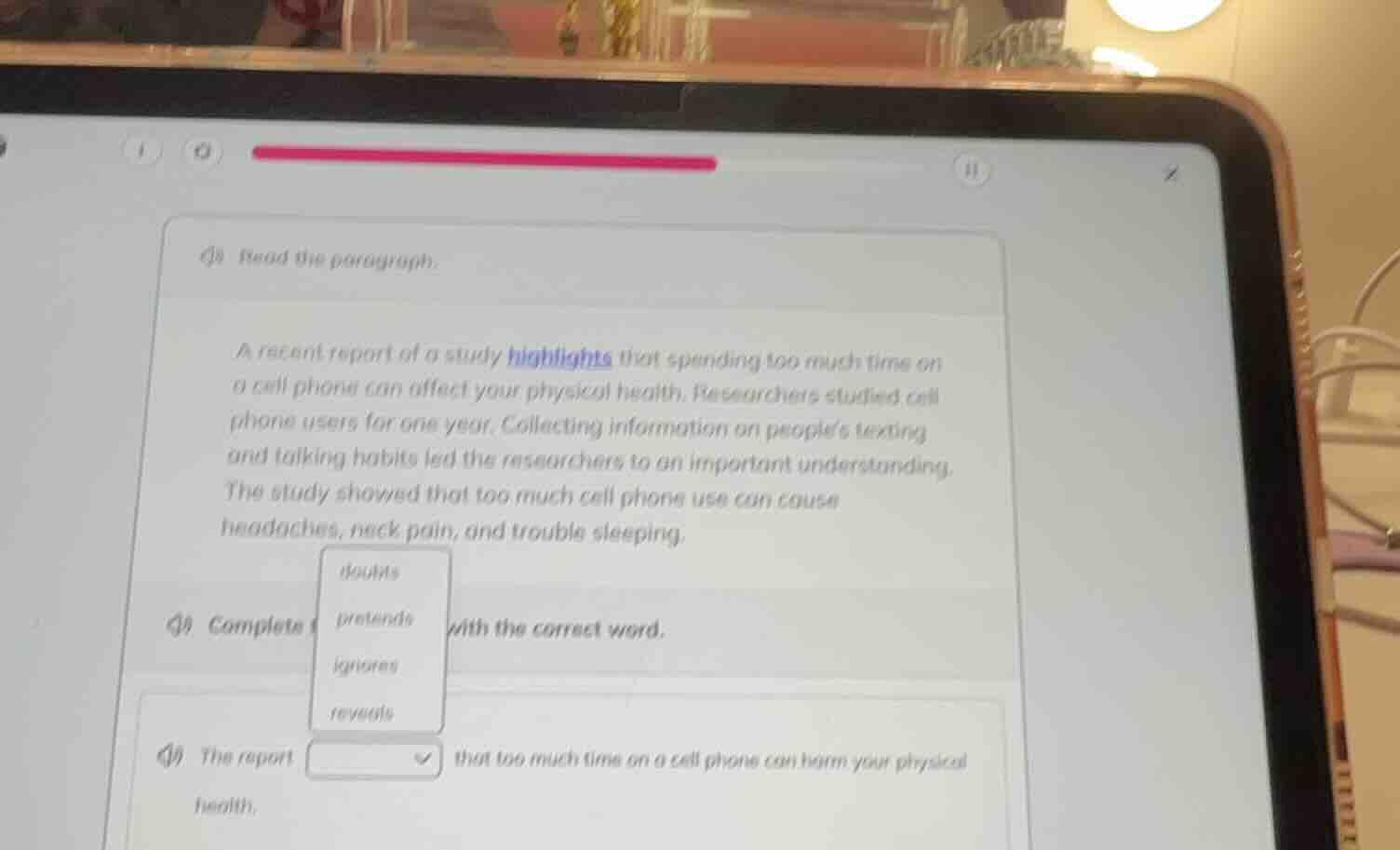 read the paragraph. a recent report of a study highlights that spending…