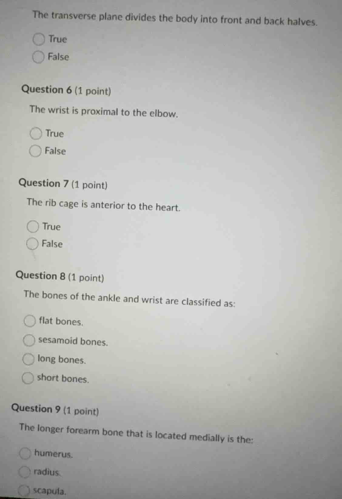 the transverse plane divides the body into front and back halves. true …