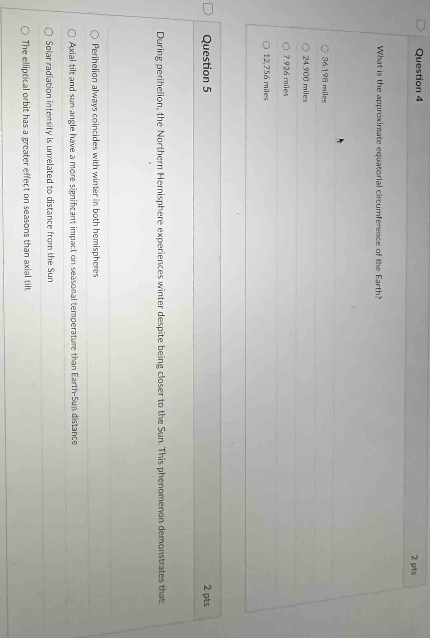 question 4 what is the approximate equatorial circumference of the eart…