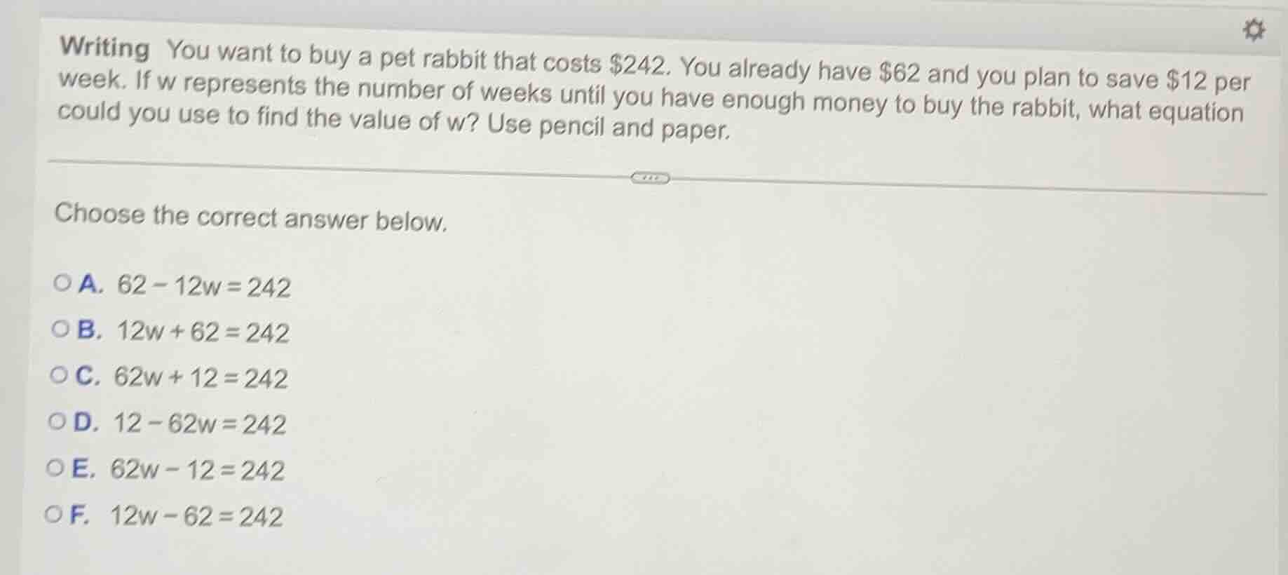 writing you want to buy a pet rabbit that costs $242. you already have …