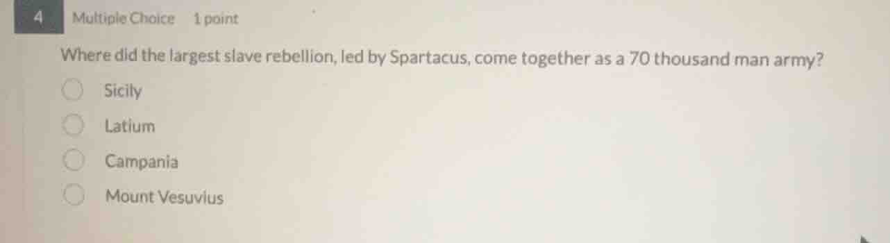 multiple choice 1 point where did the largest slave rebellion, led by s…
