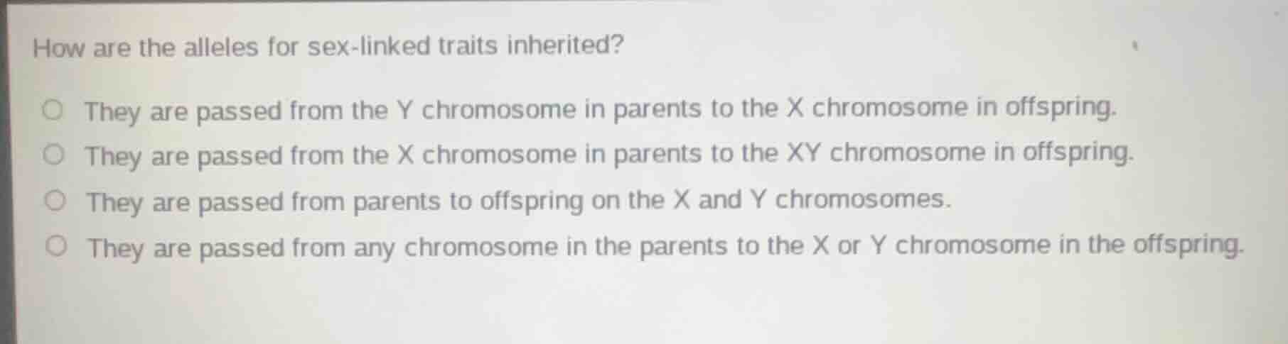 how are the alleles for sex - linked traits inherited? - they are passe…