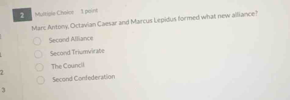 2 multiple choice 1 point marc antony, octavian caesar and marcus lepid…