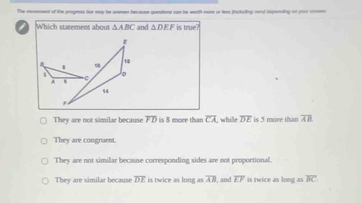 the movement of the progress bar may be uneven because questions can be…
