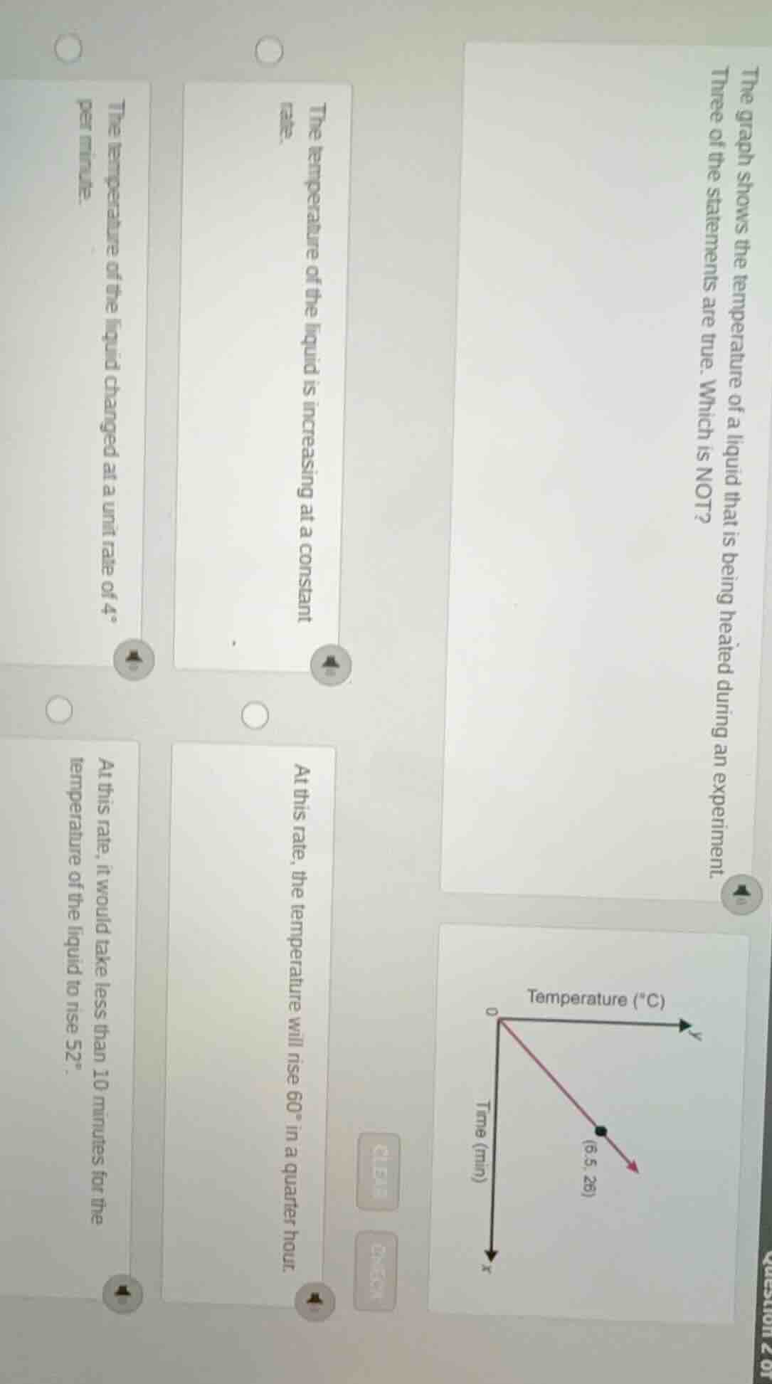 the graph shows the temperature of a liquid that is being heated during…