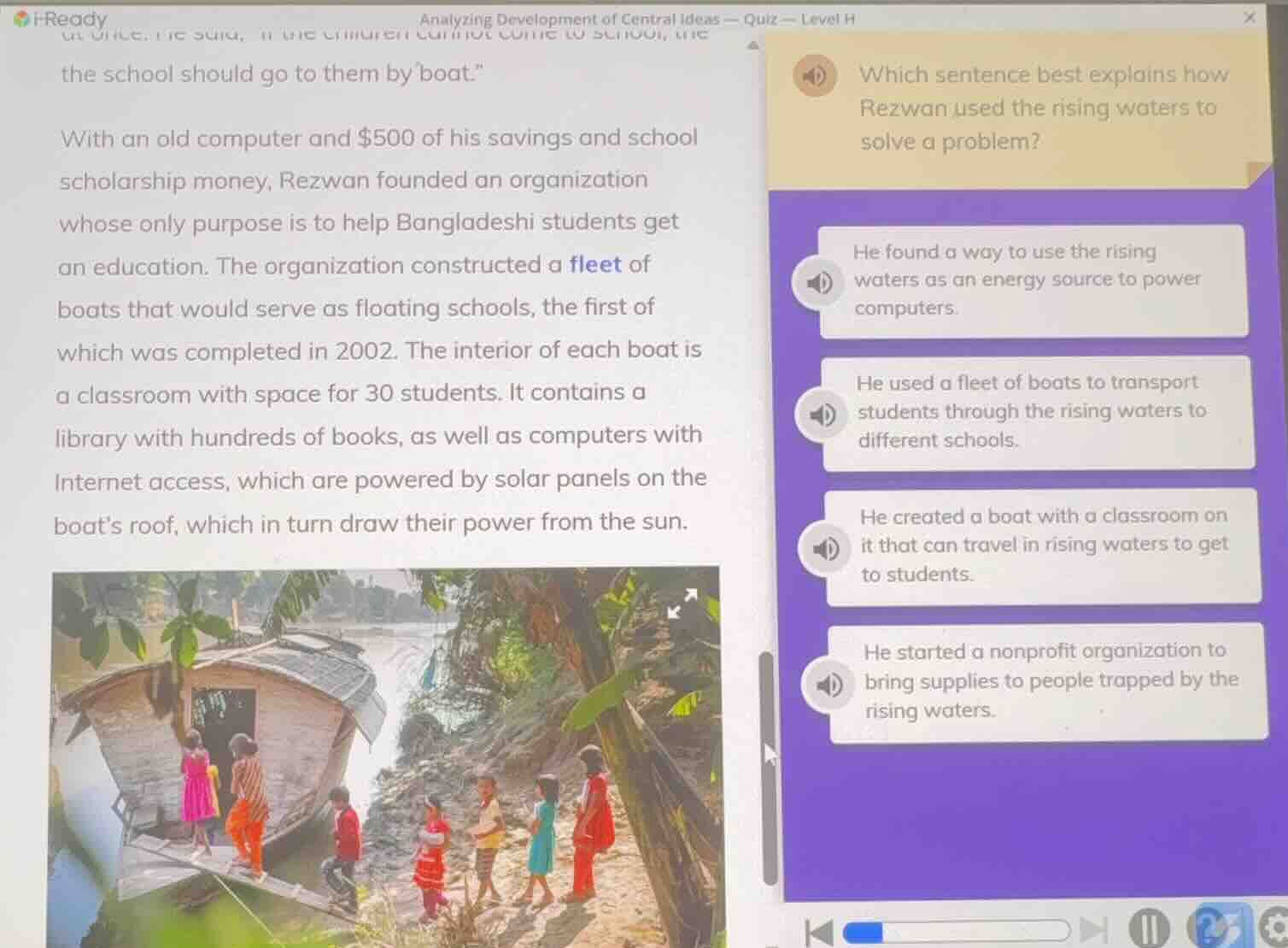 the school should go to them by boat.” with an old computer and $500 of…