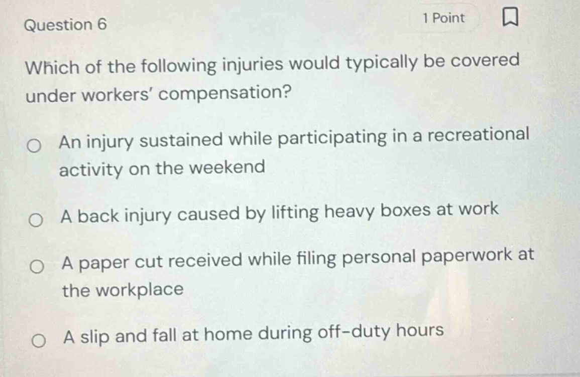 question 6 1 point which of the following injuries would typically be c…