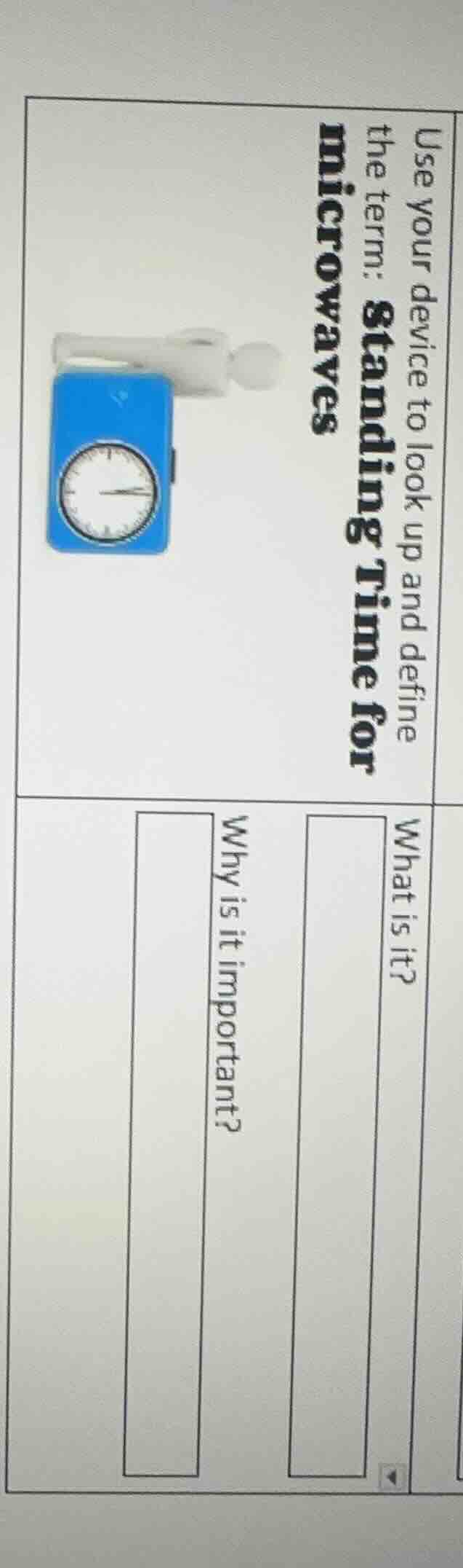 use your device to look up and define the term: standing time for micro…