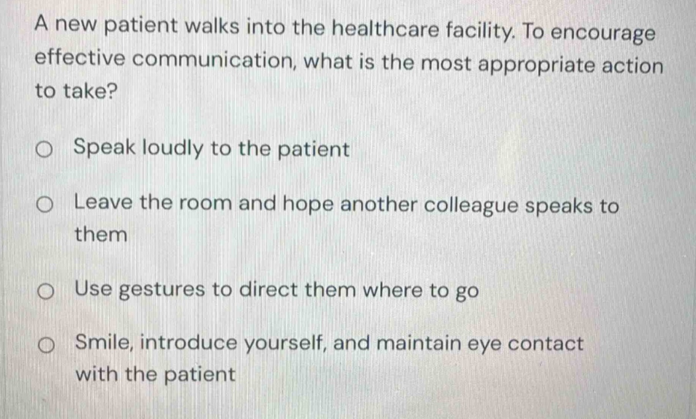 a new patient walks into the healthcare facility. to encourage effectiv…