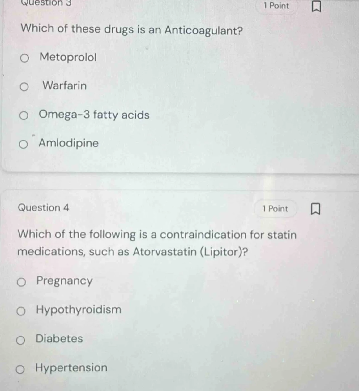 question 3 1 point which of these drugs is an anticoagulant? metoprolol…