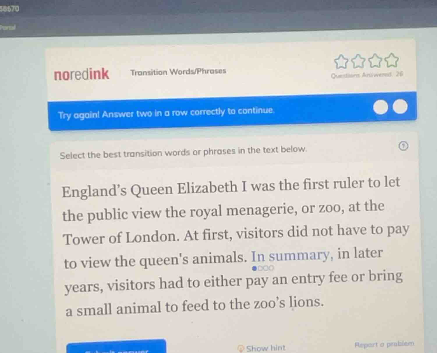 select the best transition words or phrases in the text below. england’…