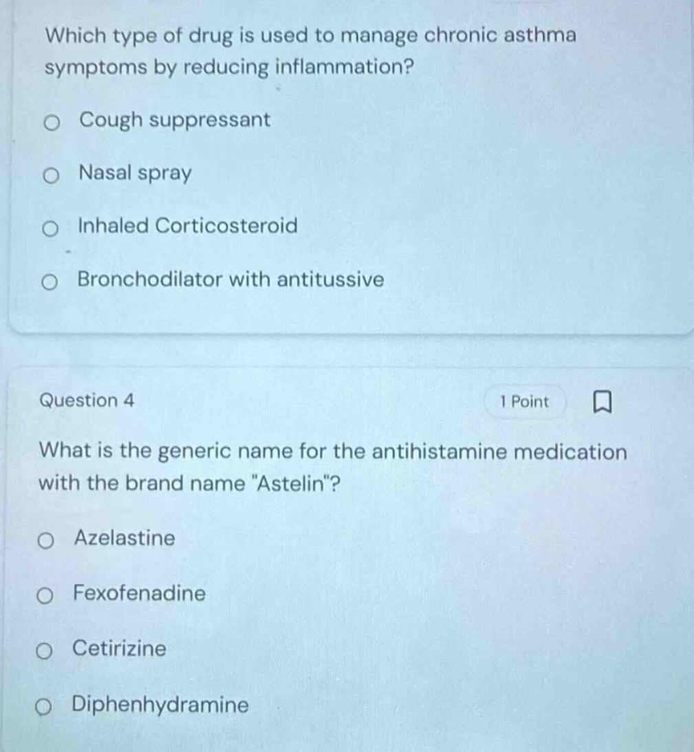 which type of drug is used to manage chronic asthma symptoms by reducin…